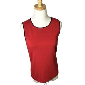 Valerie by Valerie Stevens Red Black Trim Knit Sleeveless Sweater Size S